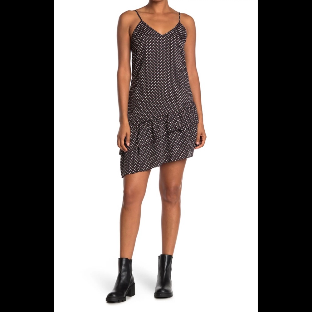 Heart printed  Asymmetrical ruffle dress
